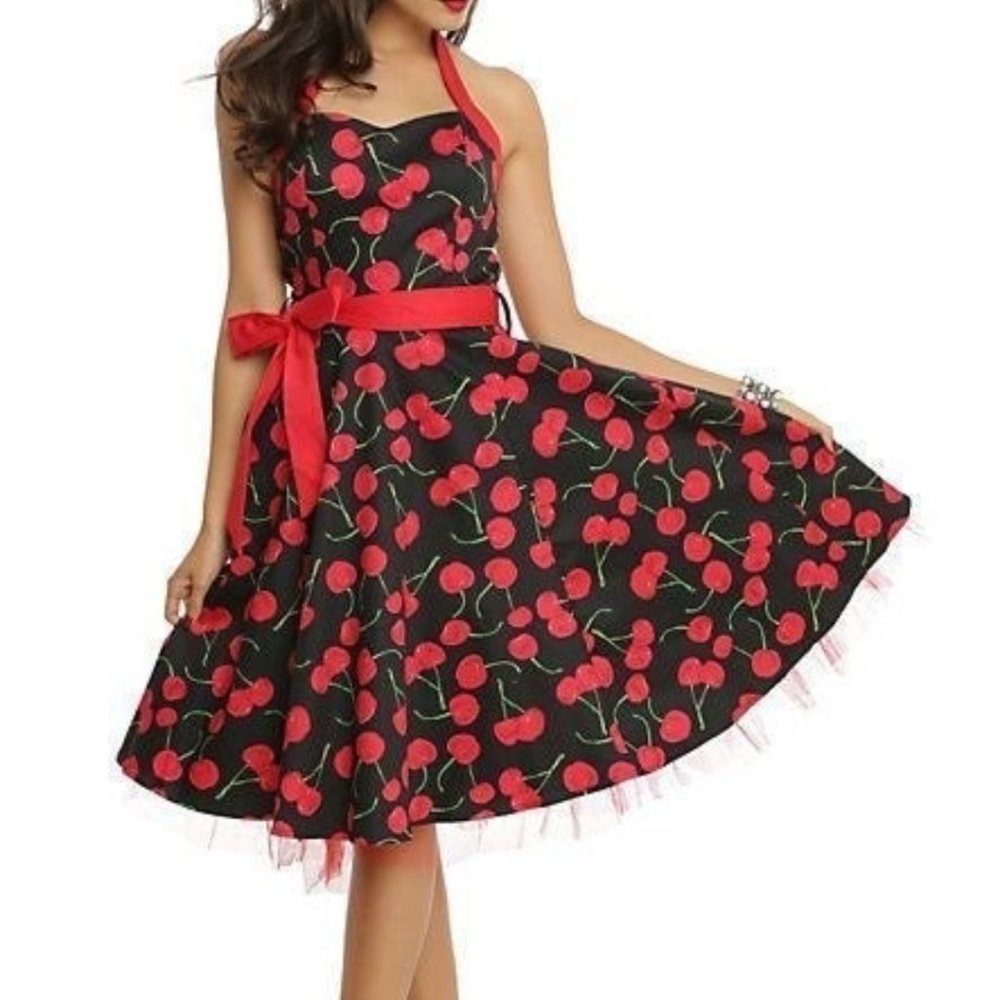 XL Black and Red Cherry Dress